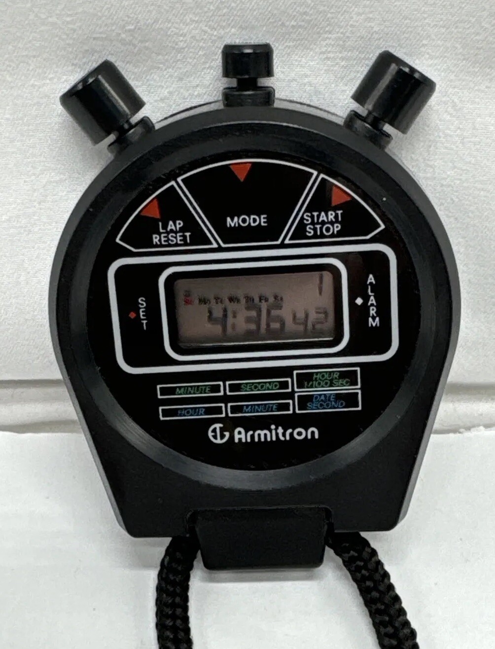 Armitron Date Lap Stopwatch Stop Watch Clock Alarm NEW BATTERY