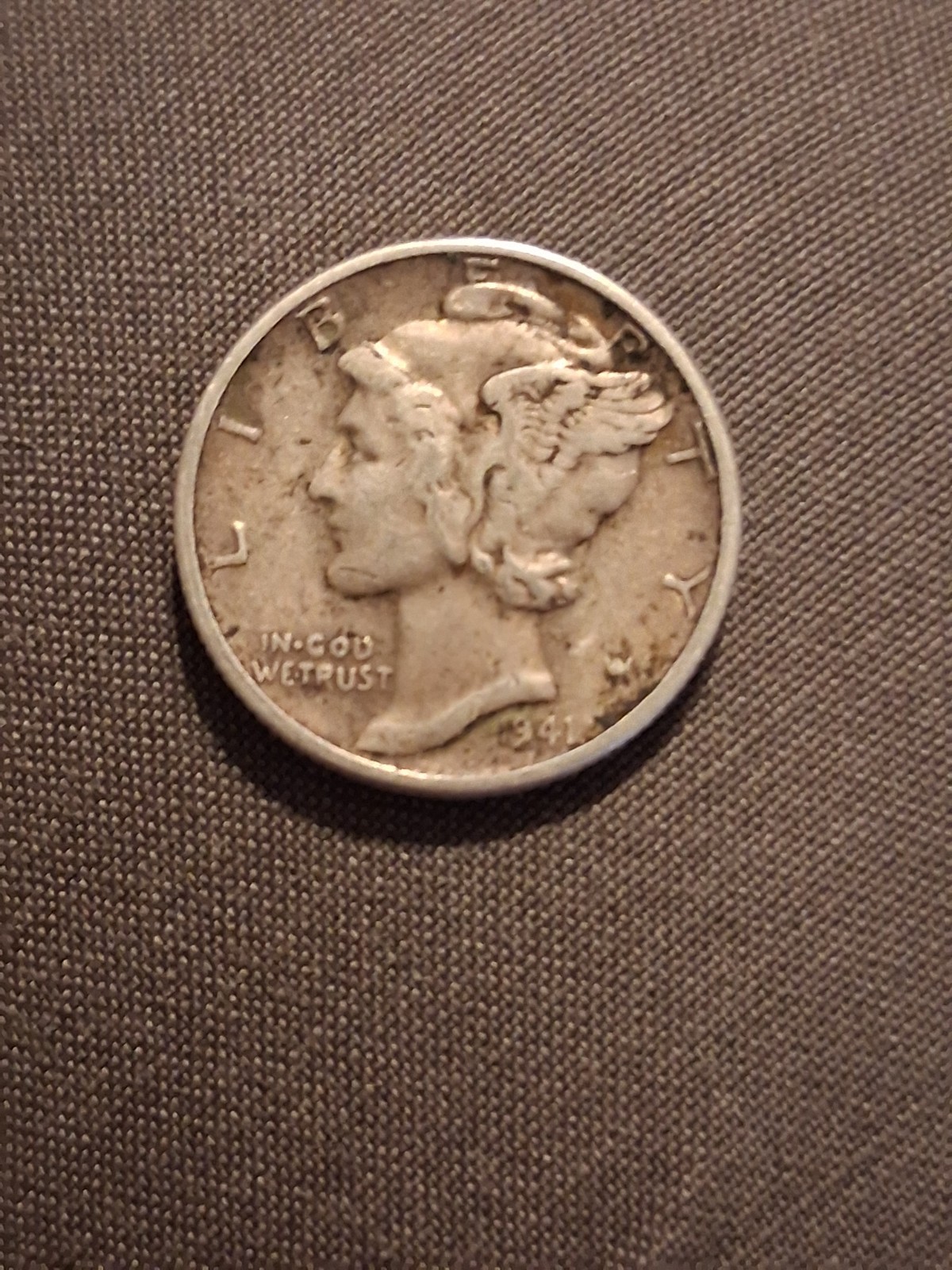 1941 Mercury Dime also known as the Winged Liberty Head Dime