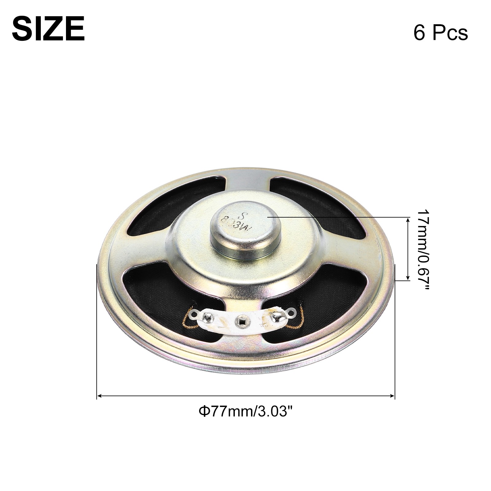6 Pcs 3W 8 Ohm Small Speakers Metal Shell Round Internal Micro Magnet Speaker