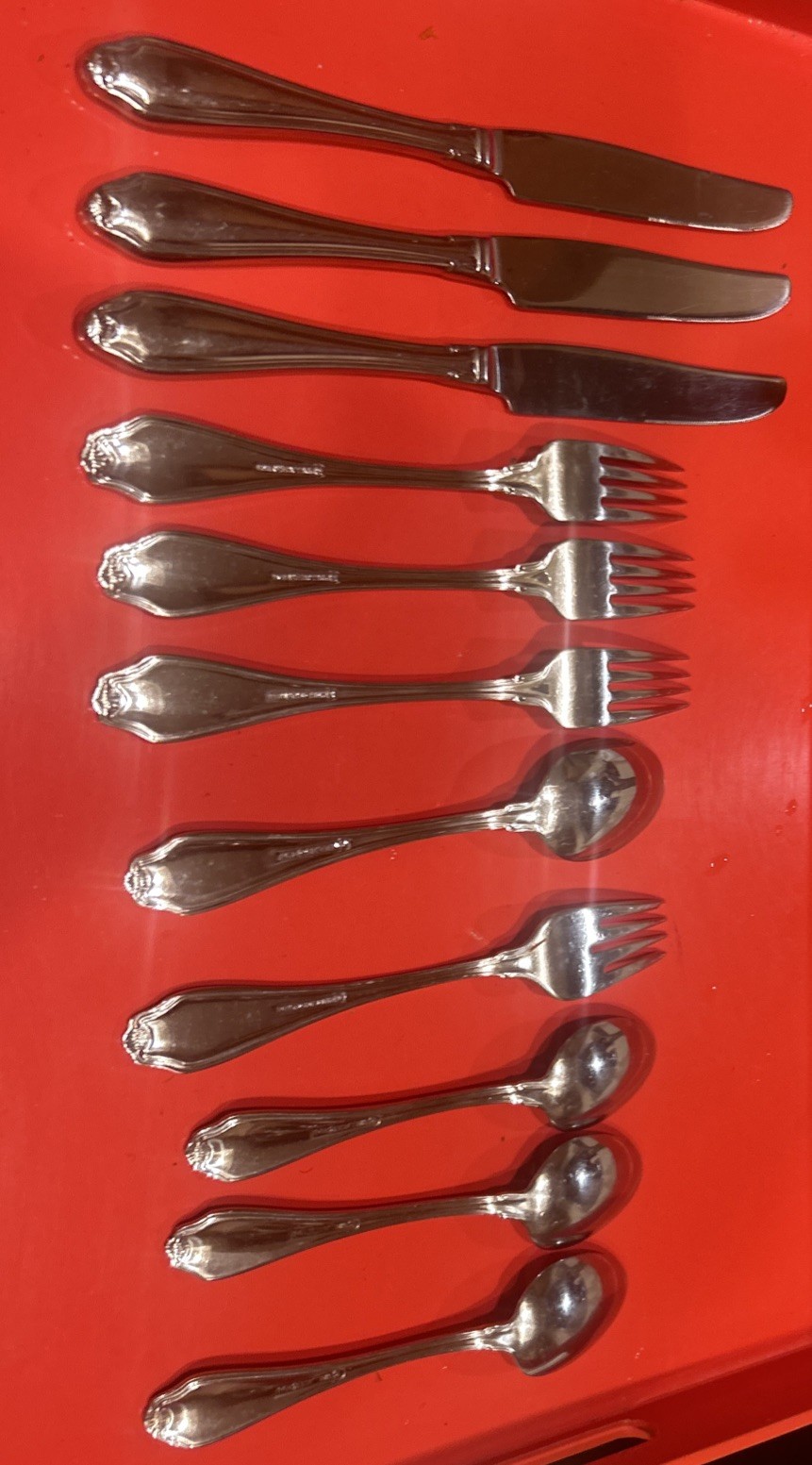 11 Pc Wallace SHELLBROOK Stainless 18/8 Mixed Flatware Glossy VC