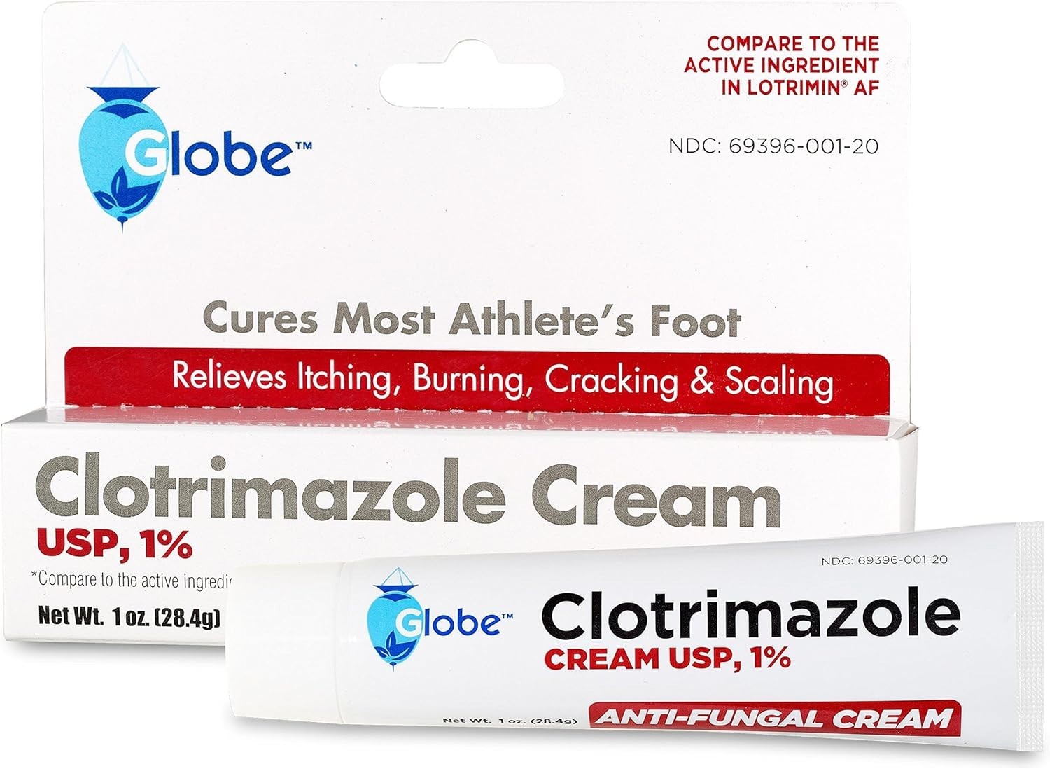 Globe Clotrimazole Antifungal Cream 1% Usp (1 Oz), Anti Fungal Treatme