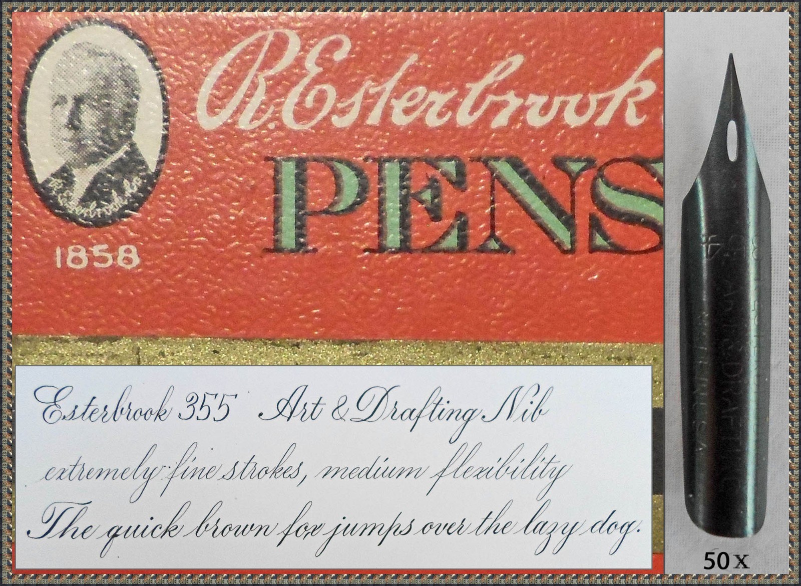 A box with 50 vintage R.Esterbrook & Co no.355 Art & Drafting nibs