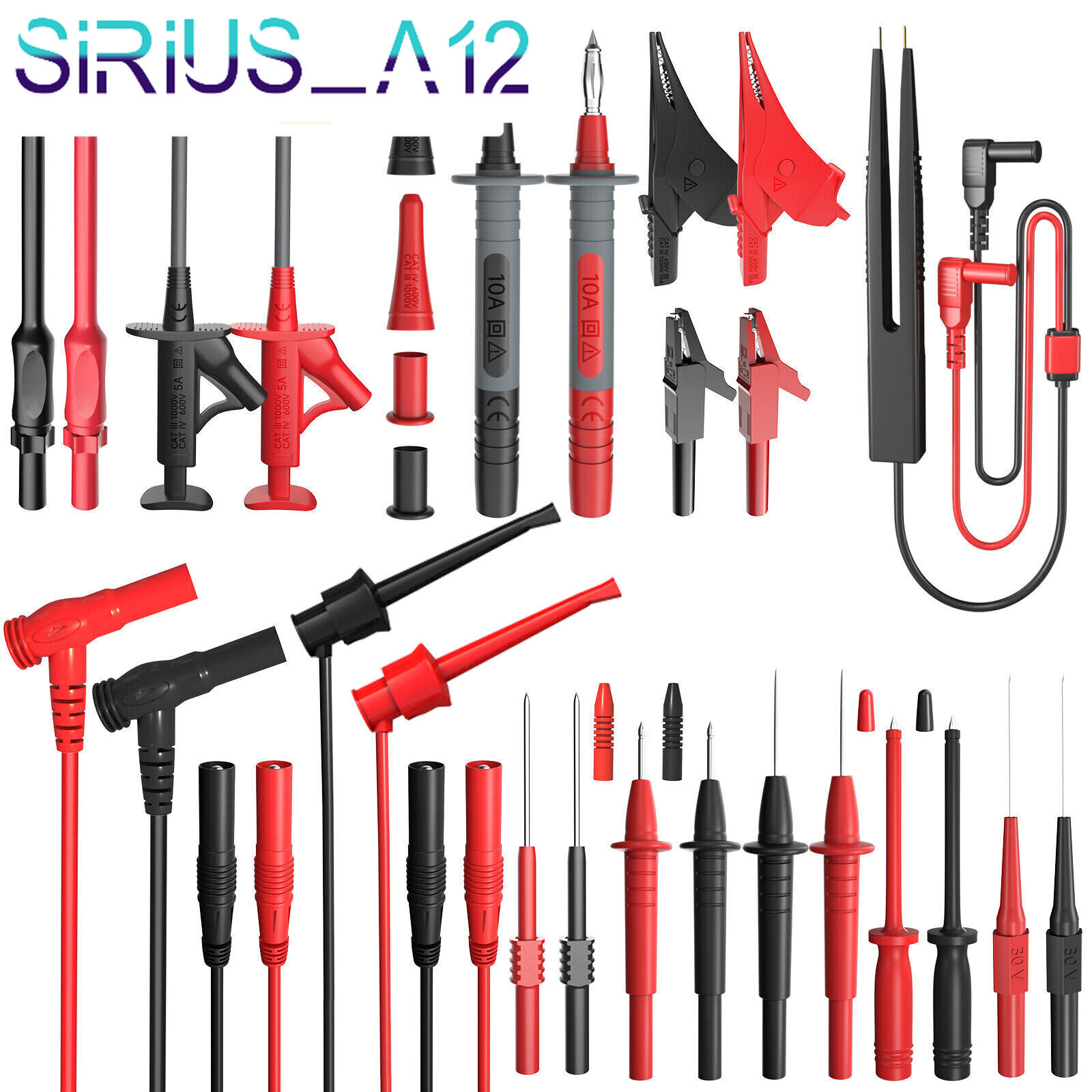 25PCS Silicone Multimeter Test Leads Kit with Replaceable Wire Piercing Probes