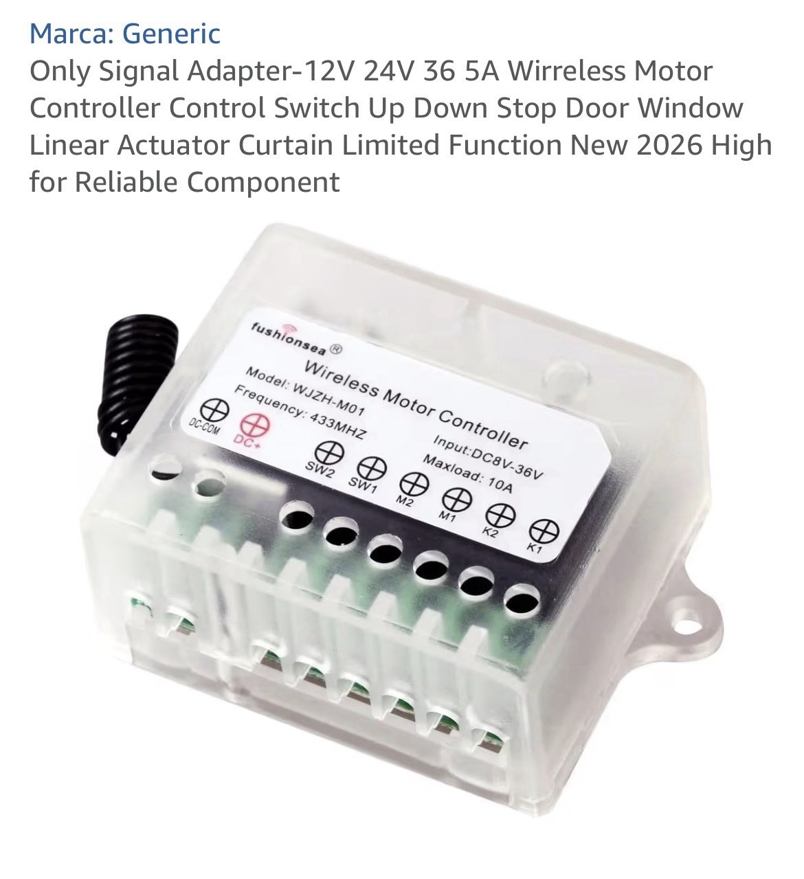WJZH-M01 433MHz Wireless Motor Controller DC 8-36V 10A Linear Actuator