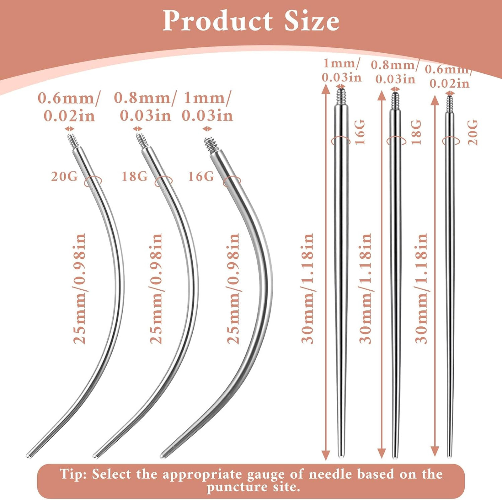 Piercing Tool Kit 16G 18G 20G, Body Piercing Tapers, Earring Applicator