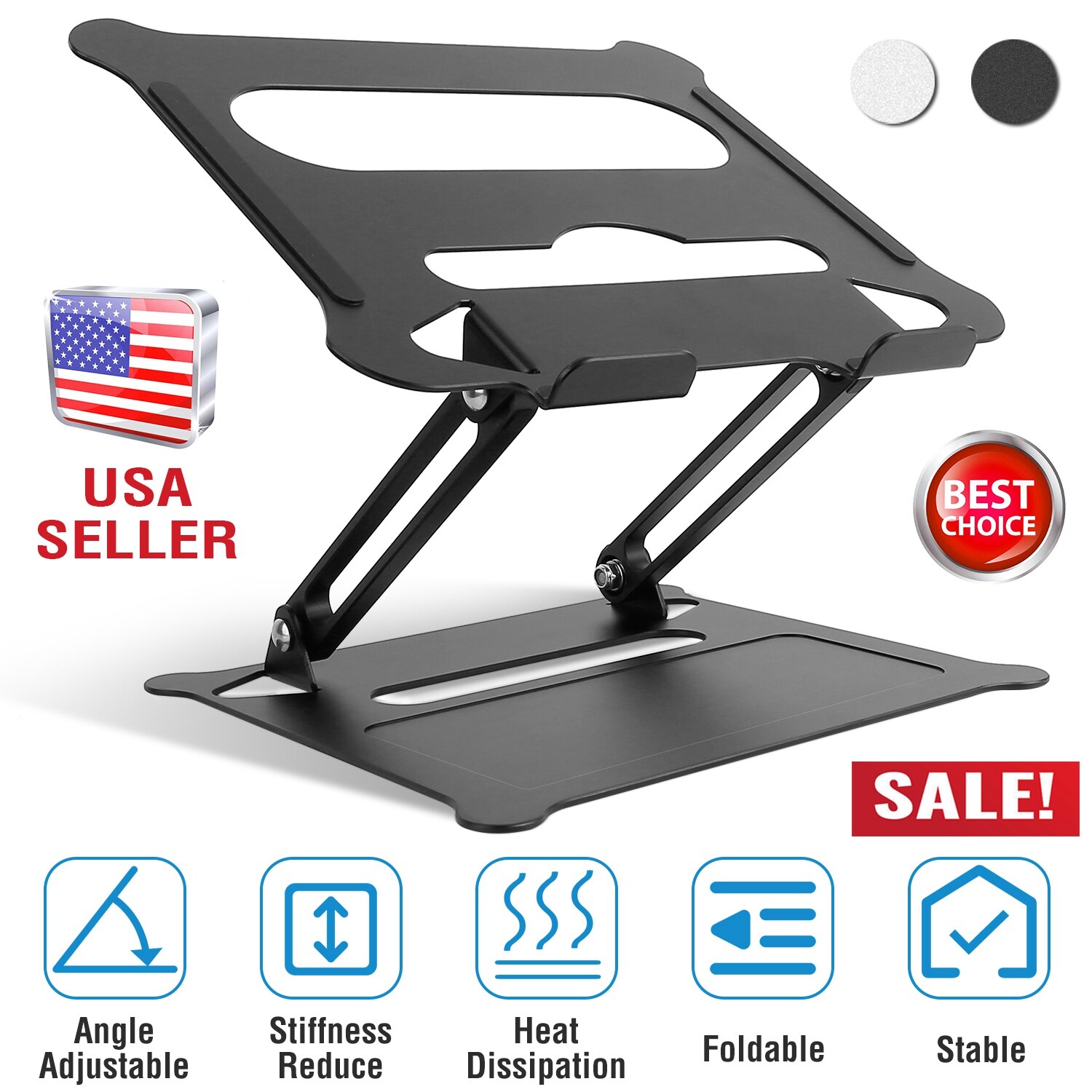 Adjustable Foldable Laptop Stand Aluminum Notebook Riser Computer Holder Desk