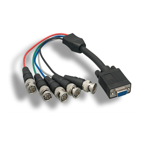Kentek 1ft VGA HD15 Female to 5BNC Male Video Adapter 24AWG TV PC Monitor Black