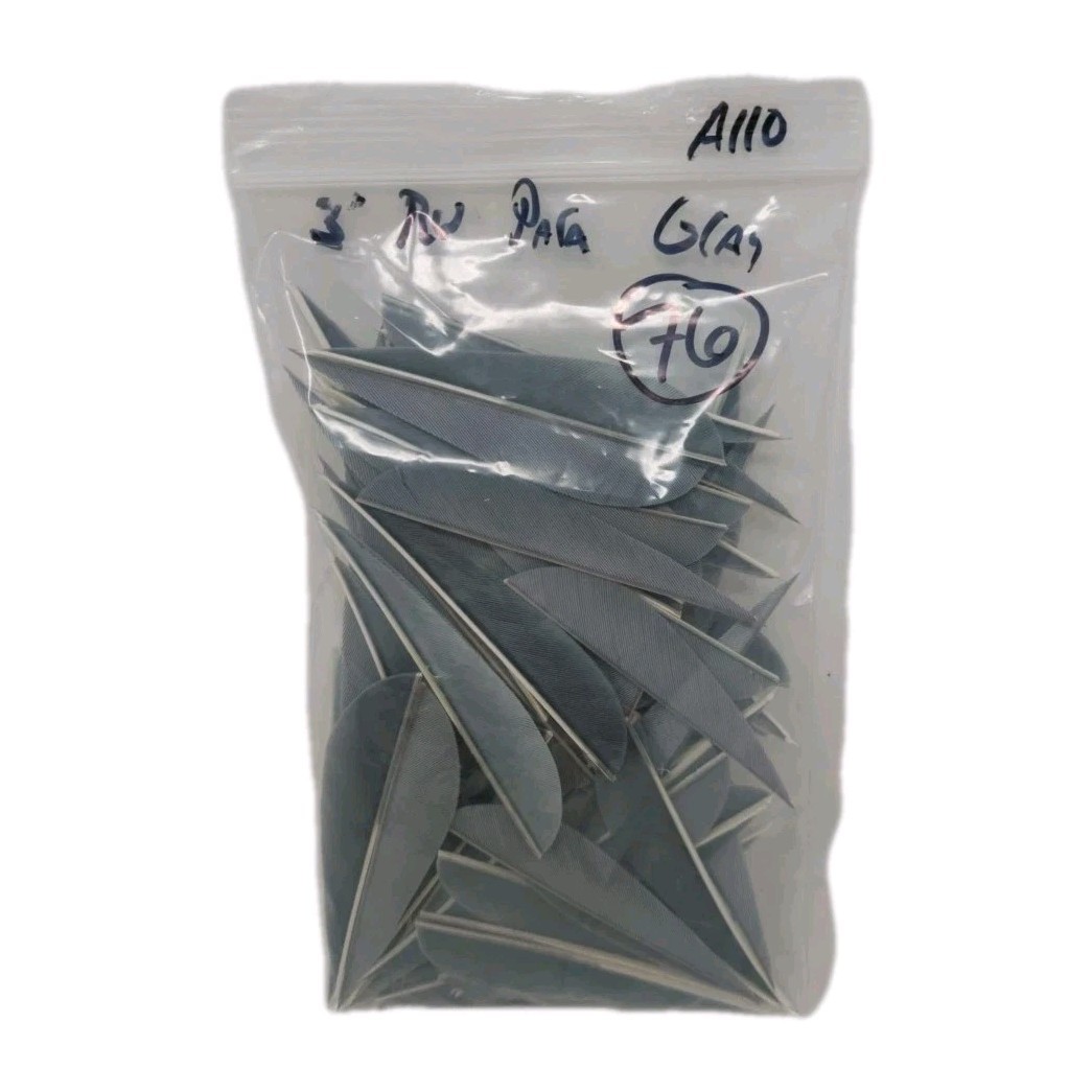 76 Count Archery Arrow Feathers 3" Right Wing Parabolic: Stone Gray