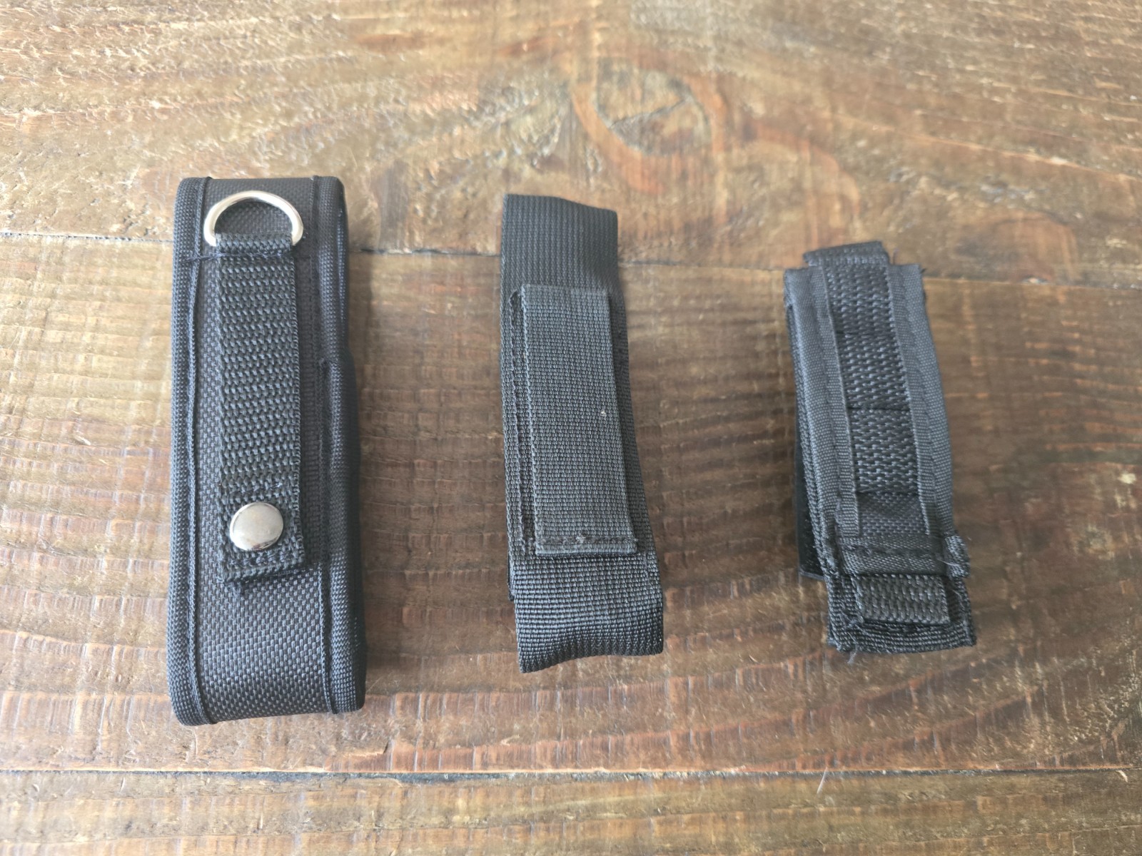 Lot of 3 - Multitool flashlight nylon pouch - BLack Various Sizes