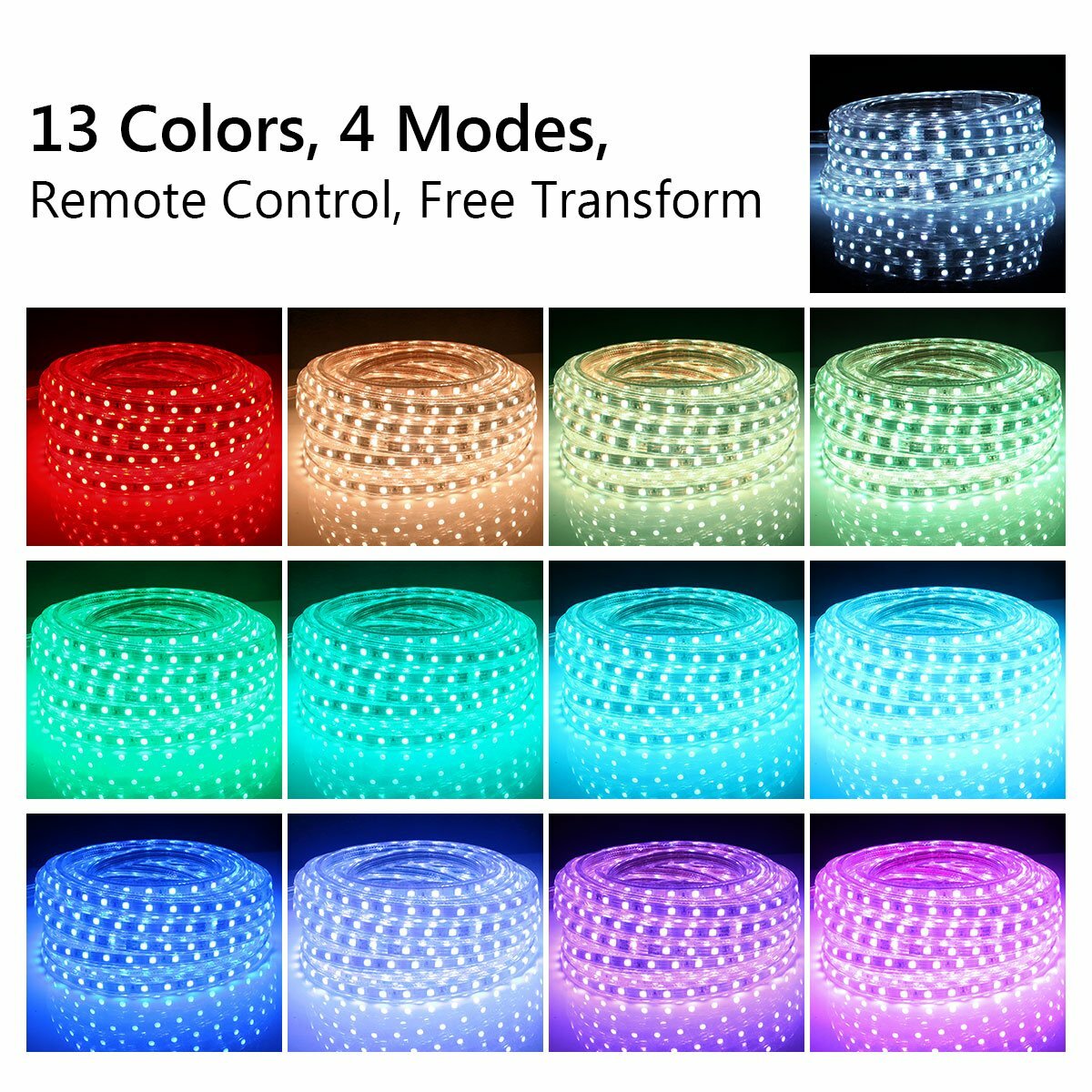 LED Strip Rope Light Waterproof Multi Color Changing Lights Flexible With Remote