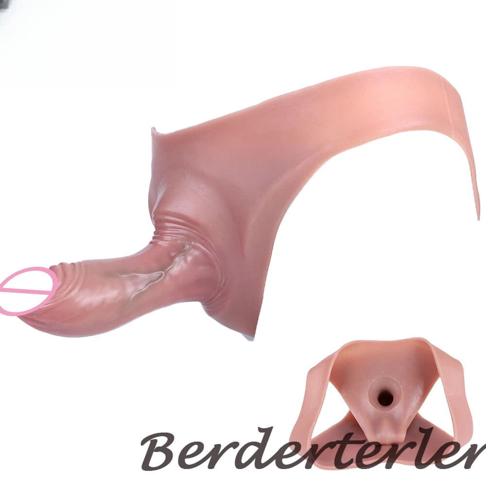 Realistic Hollow Penis Sleeve Pants Men Reusable Condom Extend Delay Ejaculation