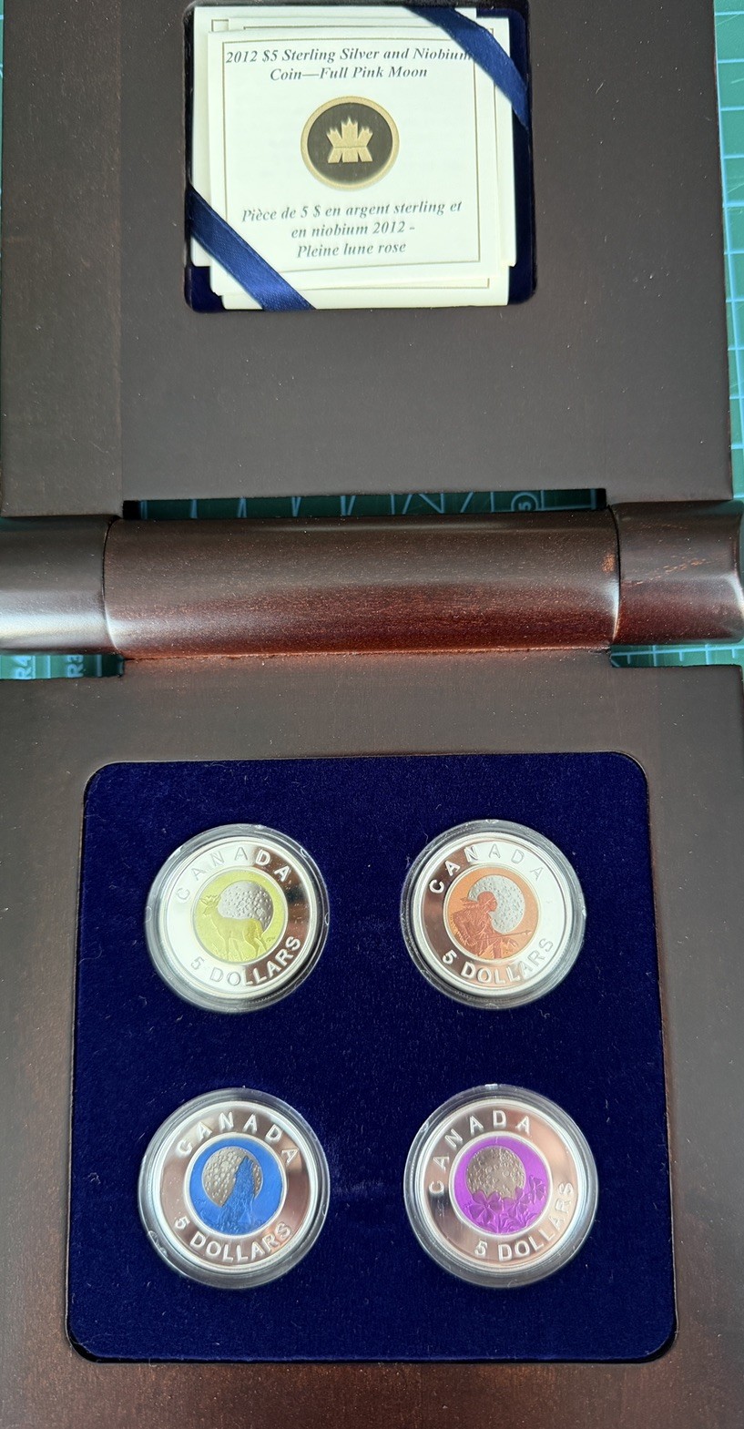 Canada 2011 & 2012 Full Moon $5 Silver & Niobium 4-Coin Set in Display Box