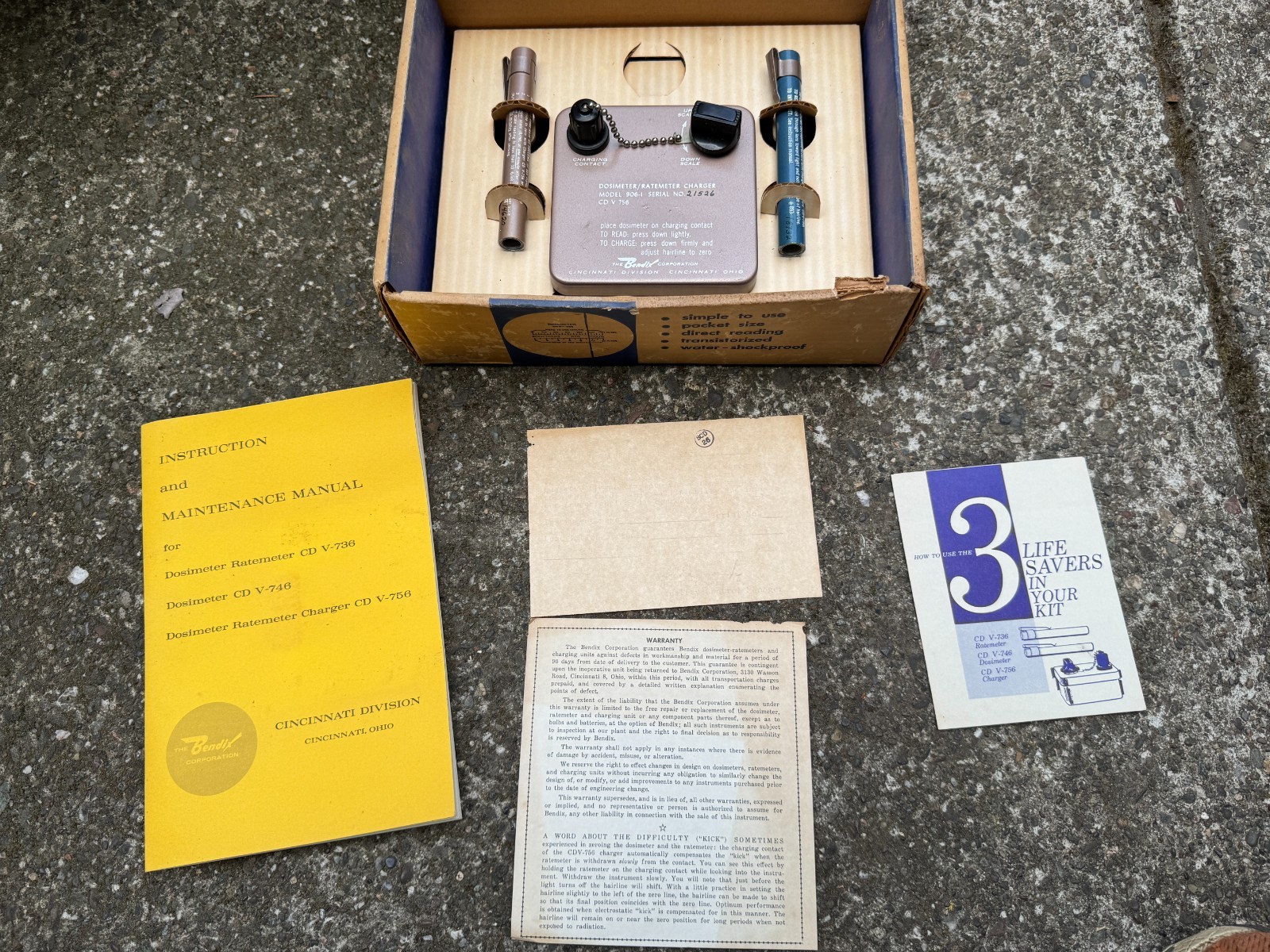 Vintage Bendix Corp Family Radiation Measurement Kit Dosimeter Cold War 1960’s