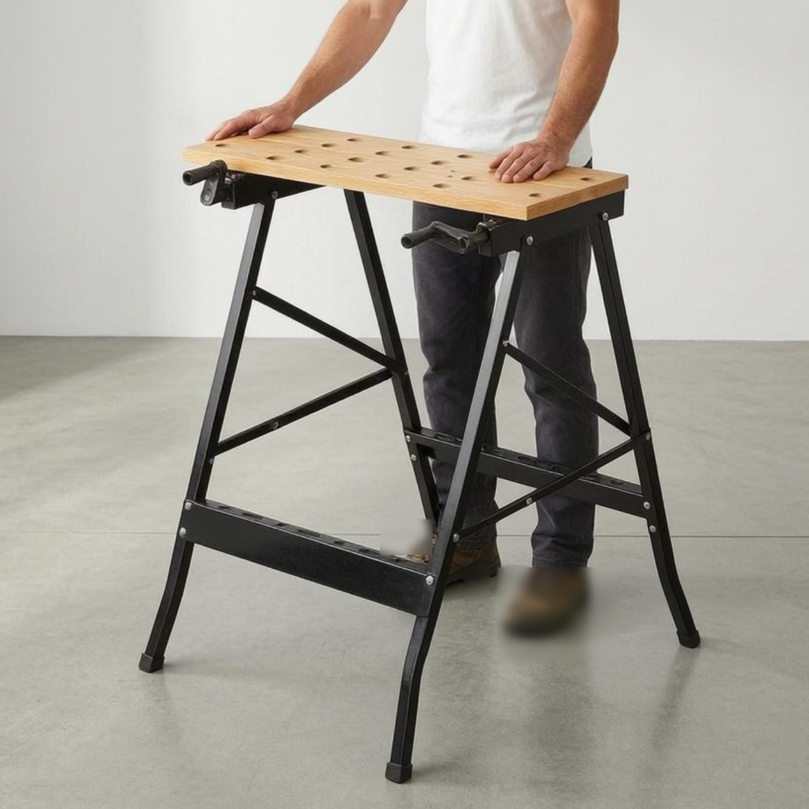 Folding Work Table Foldable Portable Work Table Adjustable Opening for Workshop