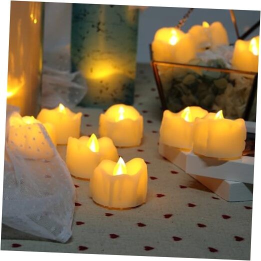 Battery Operated Flameless Tea Lights Realistic Flickering Long Lasting LED