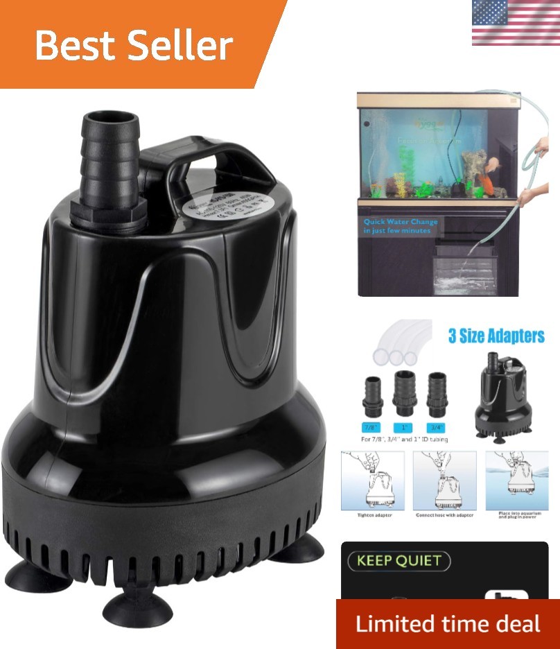 Versatile Black Submersible Water Pump - Ideal for Aquariums, Fountains & More