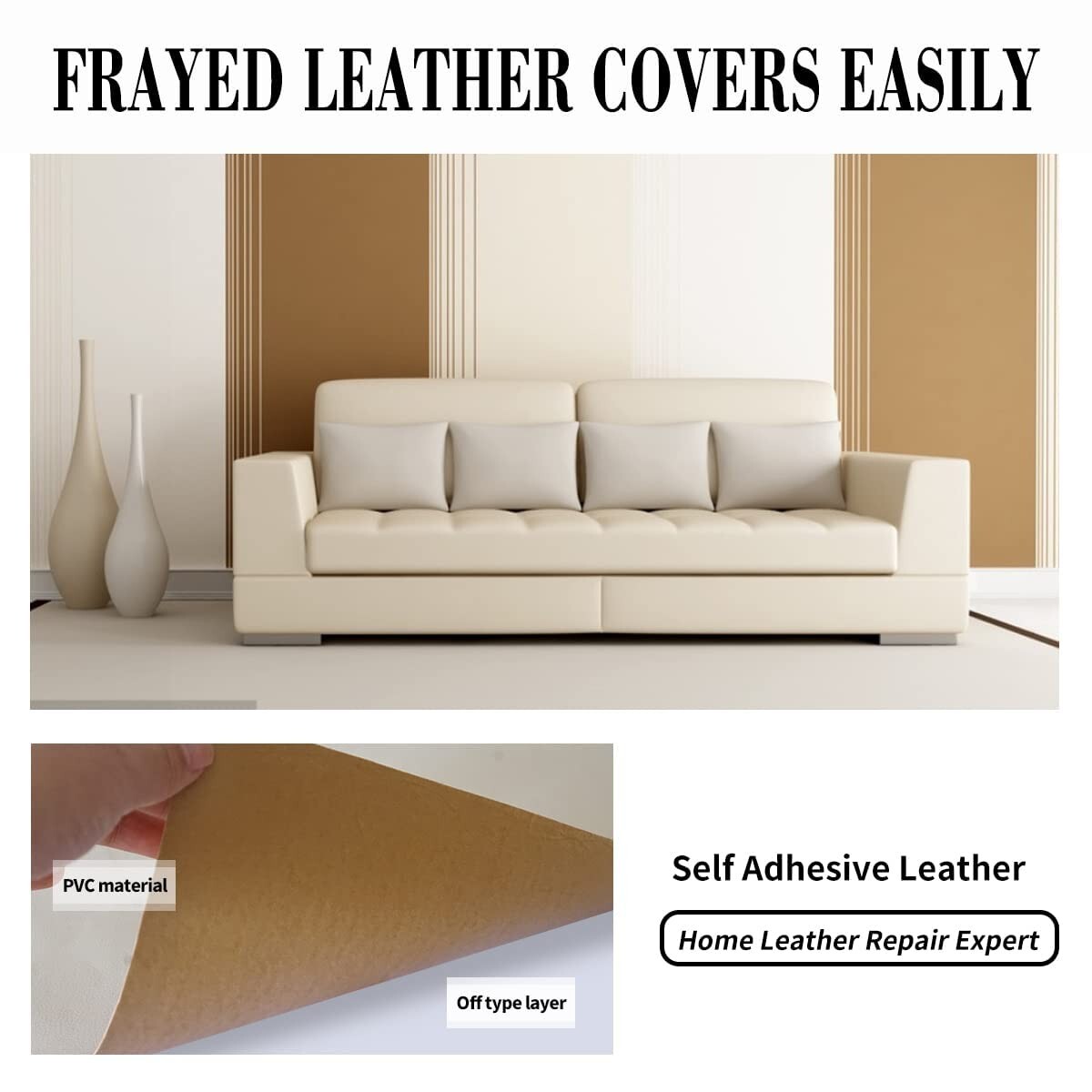 Extra Large Leather Repair Patch - Self Adhesive, Waterproof, DIY - 3.5X79 inch