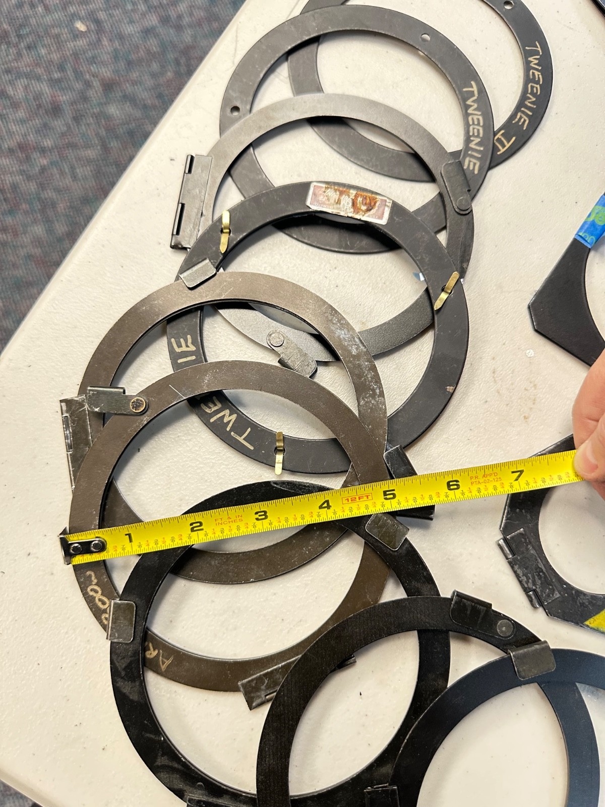 Gel frames for film or stage lights, a variety of sizes