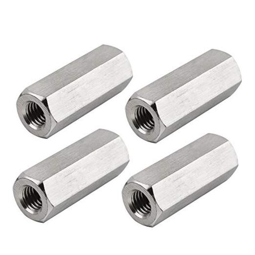 Pack of 4 M8 X 1.25-Pitch 40 mm Length Metric Hex Coupling Nut 304 Stainless
