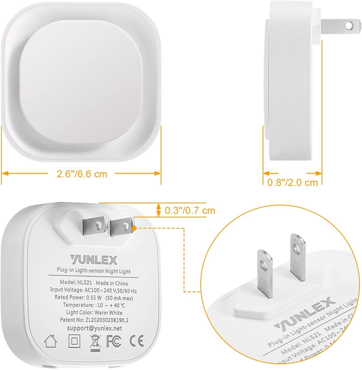2 Pack Azure Night Light, Crisp Modern Glow with Dimmable,