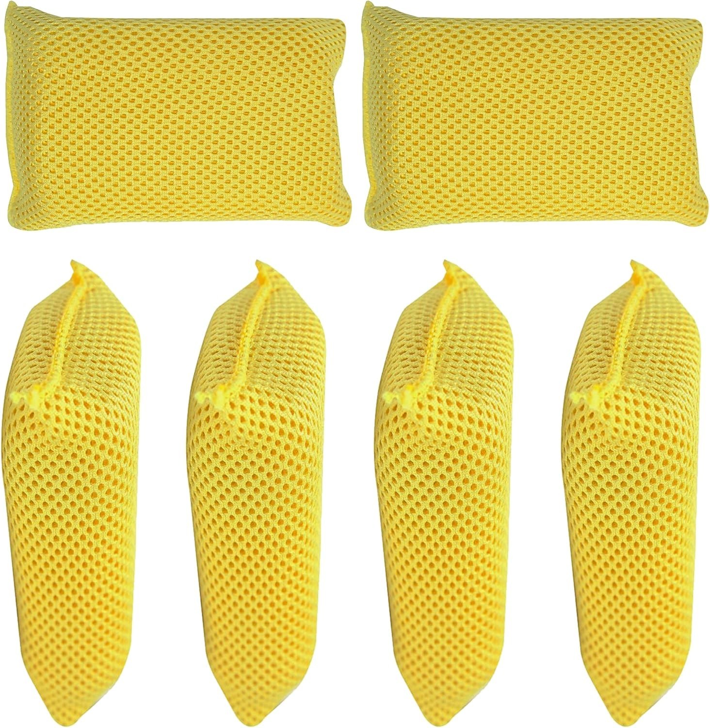 6-Pack, Bug Scrubber Sponge, Yellow, Large Microfiber