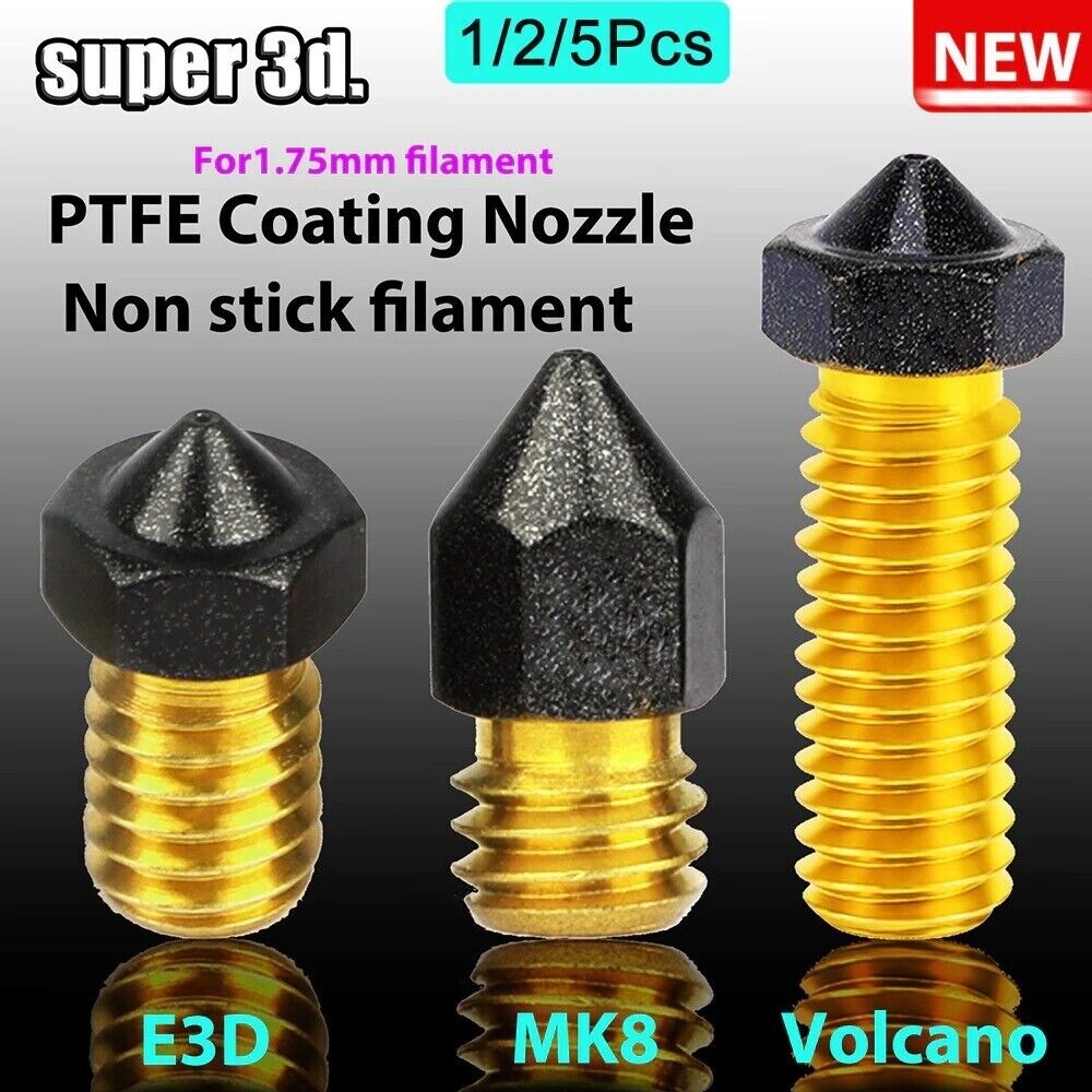 3PC MK8 Volcano Brass PTFE Nozzle Coated Filament 0.8mm For 3D Printer Ender 3