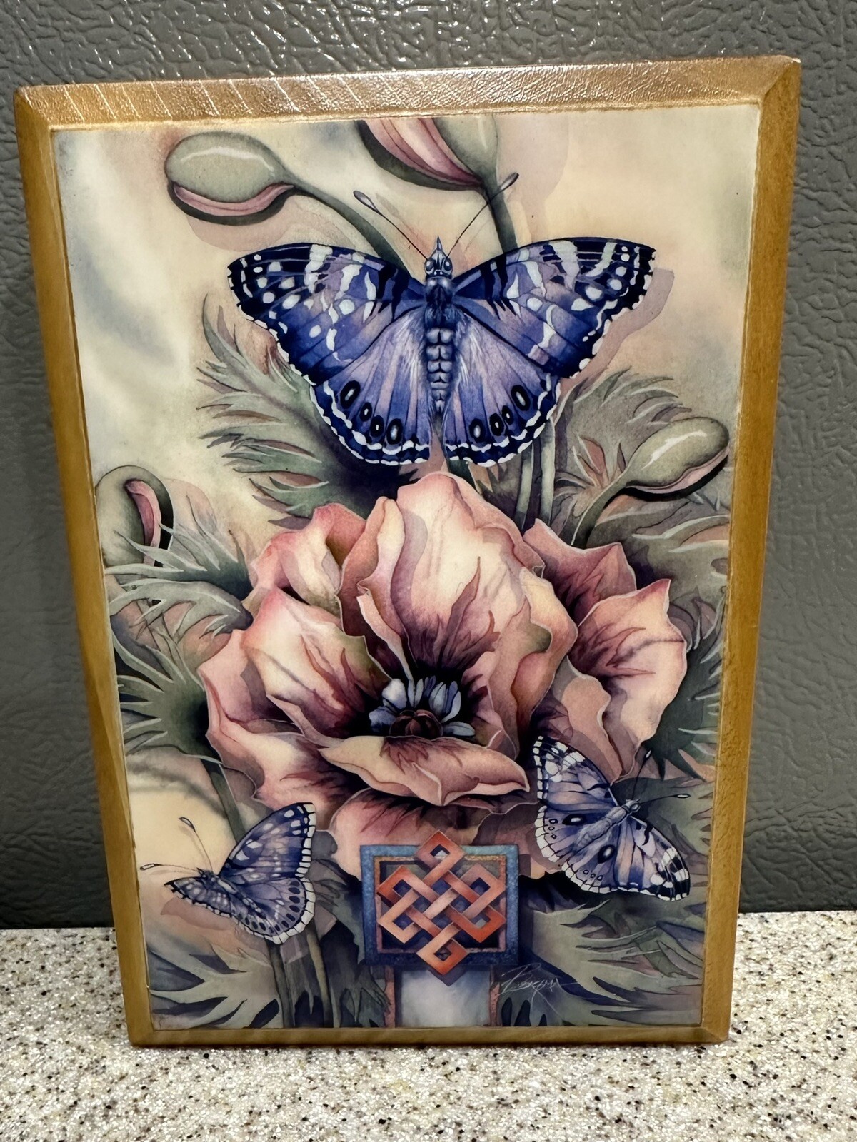 Wood Box Hand Made In Poland, Journey Never Ends, Butterflies Floral in EUC