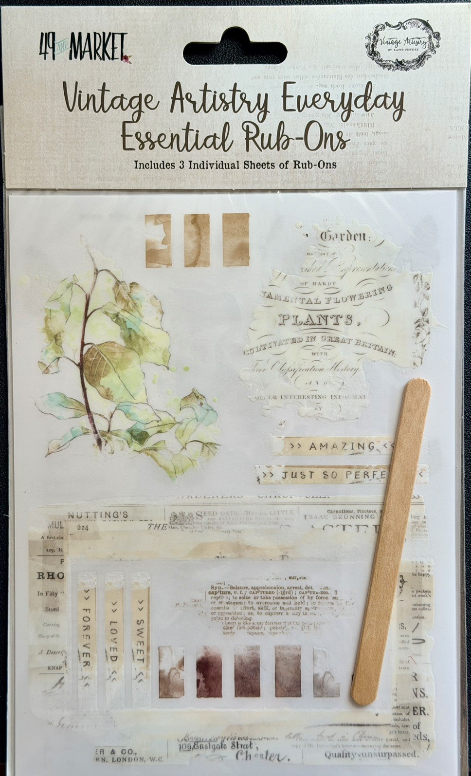 49 and Market Vintage Artistry Everyday Essential Rub-On (3)6x8 Sheets VAC-32990