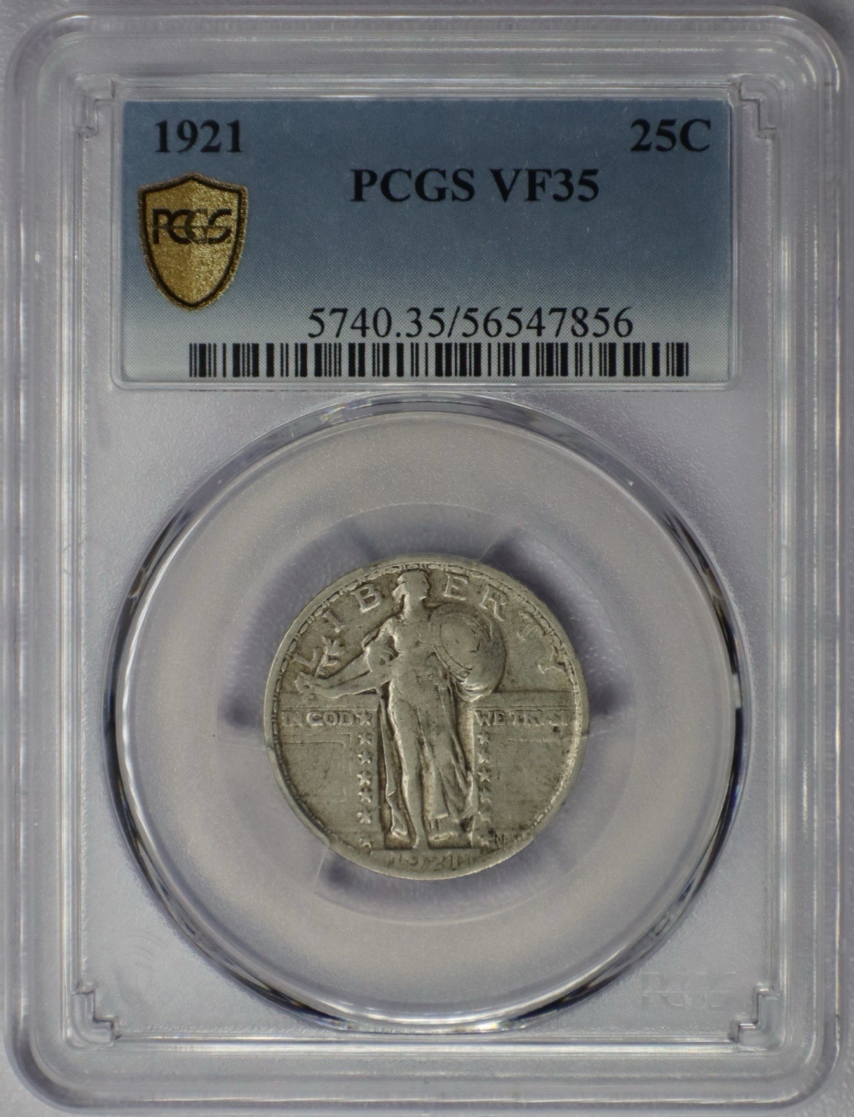 1921 25c Standing Liberty Quarter - PCGS VF 35
