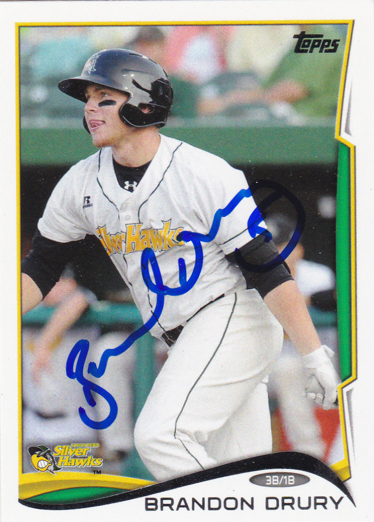 BRANDON DRURY SOUTH BEND SILVER HAWKS SIGNED CARD PADRES DIAMONDBACKS YANKEES