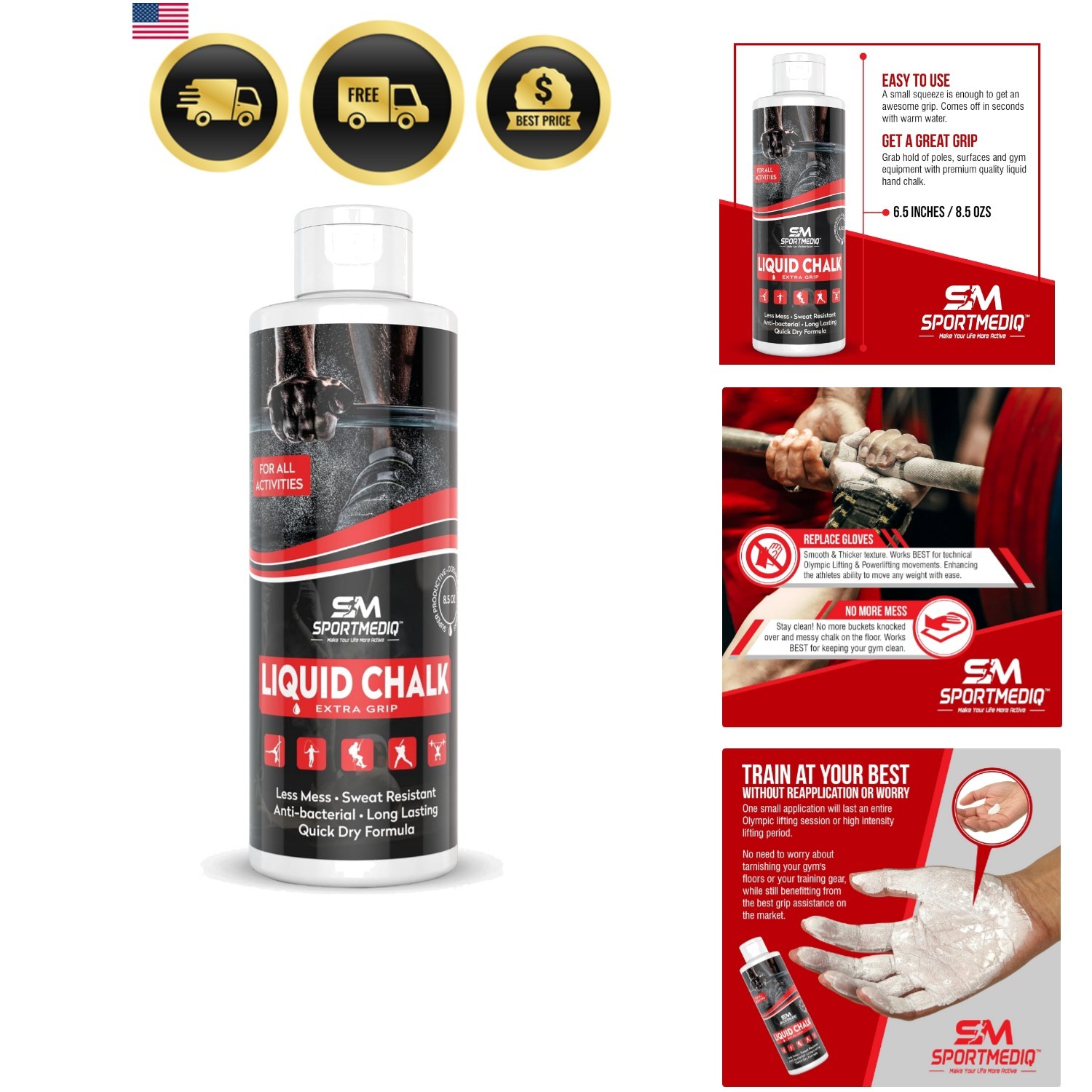 Pro Grade Liquid Chalk – Mess Free Professional Hand Grip for Gym, Weightlift...