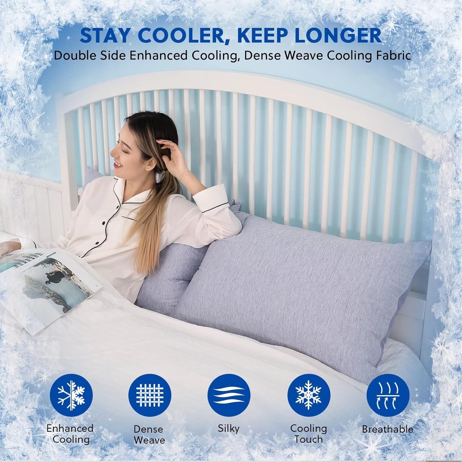 Cooling Pillowcases King Size - Double Side Q-Max 0.439 Cooling