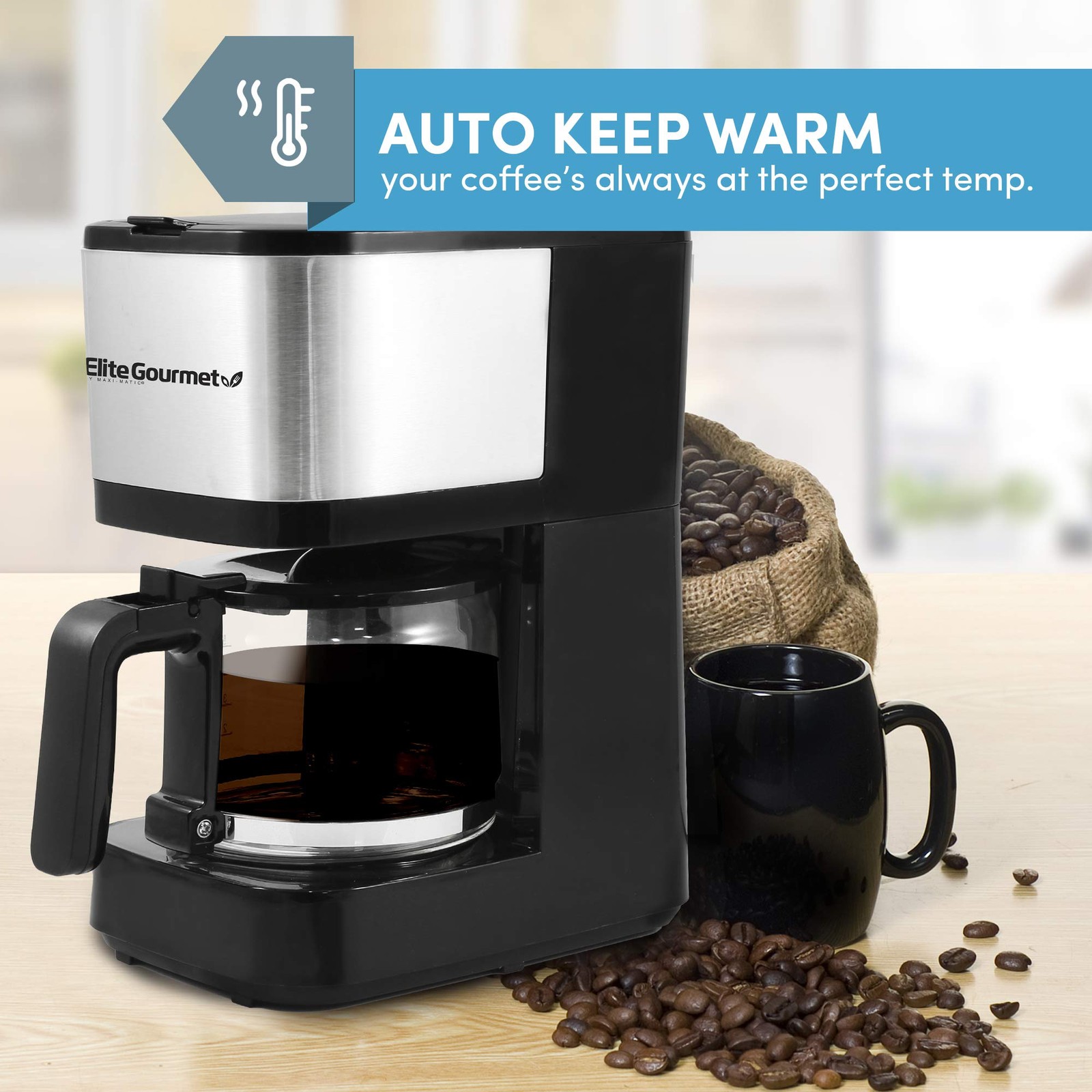 Automatic Brew and Drip Coffee Maker 5 Cup Capacity Stainless Steel Machine