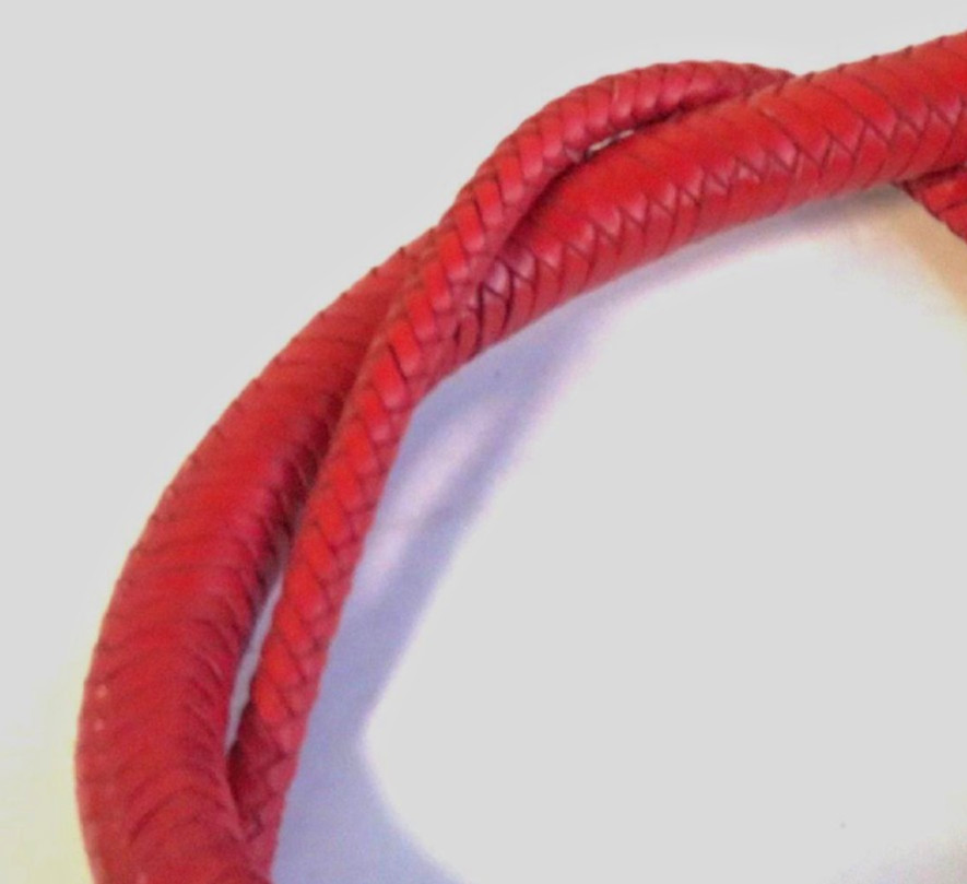 Leather Single Tail: 36" Red w/Black Knot, Handcrafted USA