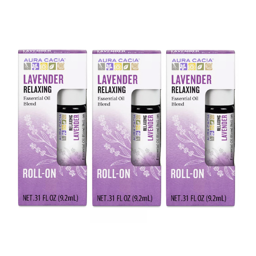 Aura Cacia Relaxing Lavender Essential Oil Blend, Roll On 0.31 fl oz ( pack of 3