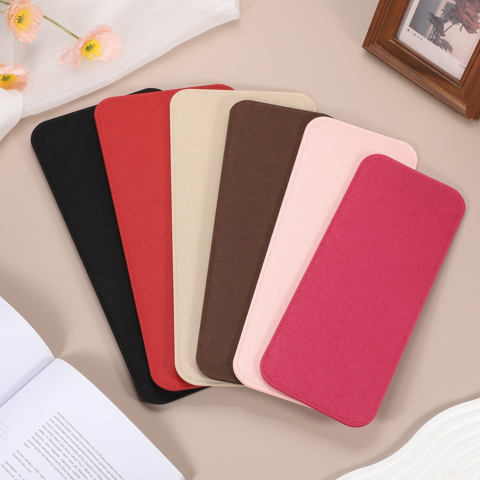 2Pcs Felt Base Shaper 13.8x5 Inch Rectangle Bag Bottom Shaper Pad Coffee