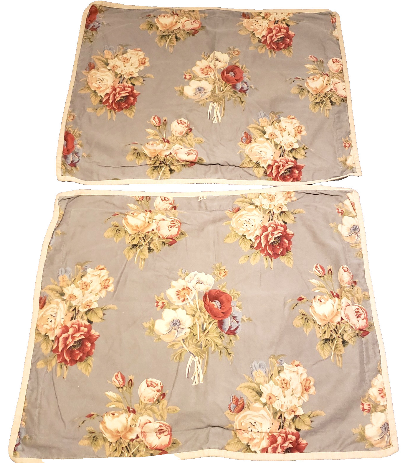 2 VTG Chaps Ralph Lauren Pillow Shams Hudson River Valley French Country Floral