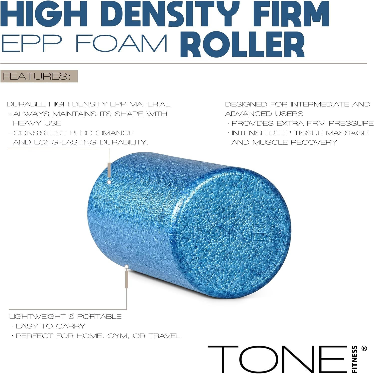 High Density 12-Inch EPP Foam Roller for Deep Tissue Recovery & Flexibility