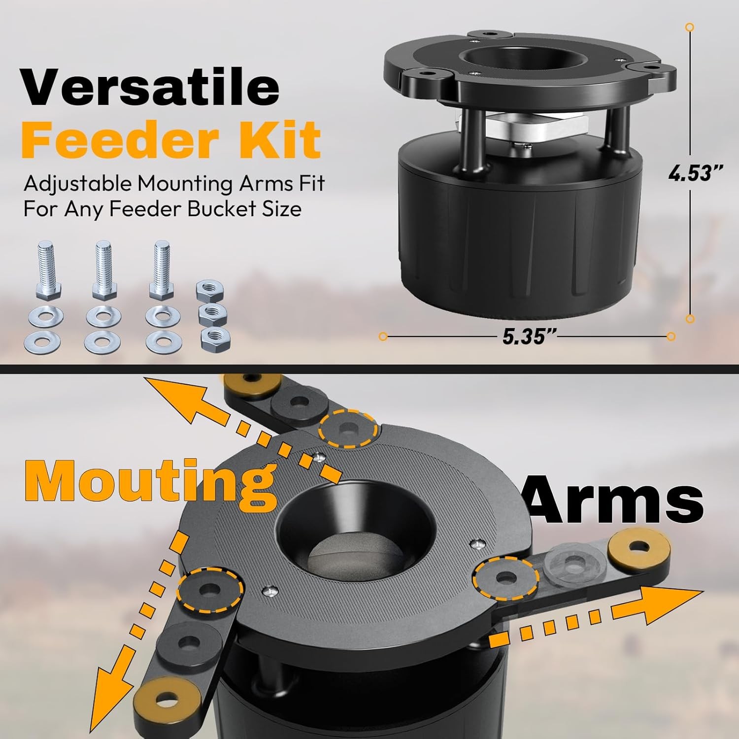 Efficient Deer Feeder Kit Digital Timer Solar Panel Compatible Adjustable Arms