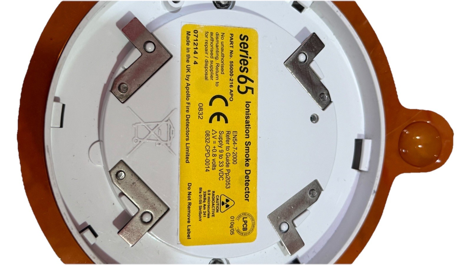 Apollo Series 65 55000-216 APO Lonisation smoke Detector with Base