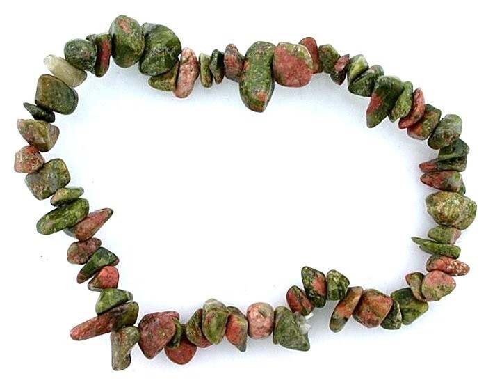 UNAKITE CHIP NATURAL GEMSTONE GEM STONE BEADS STRETCH BRACELET SB27