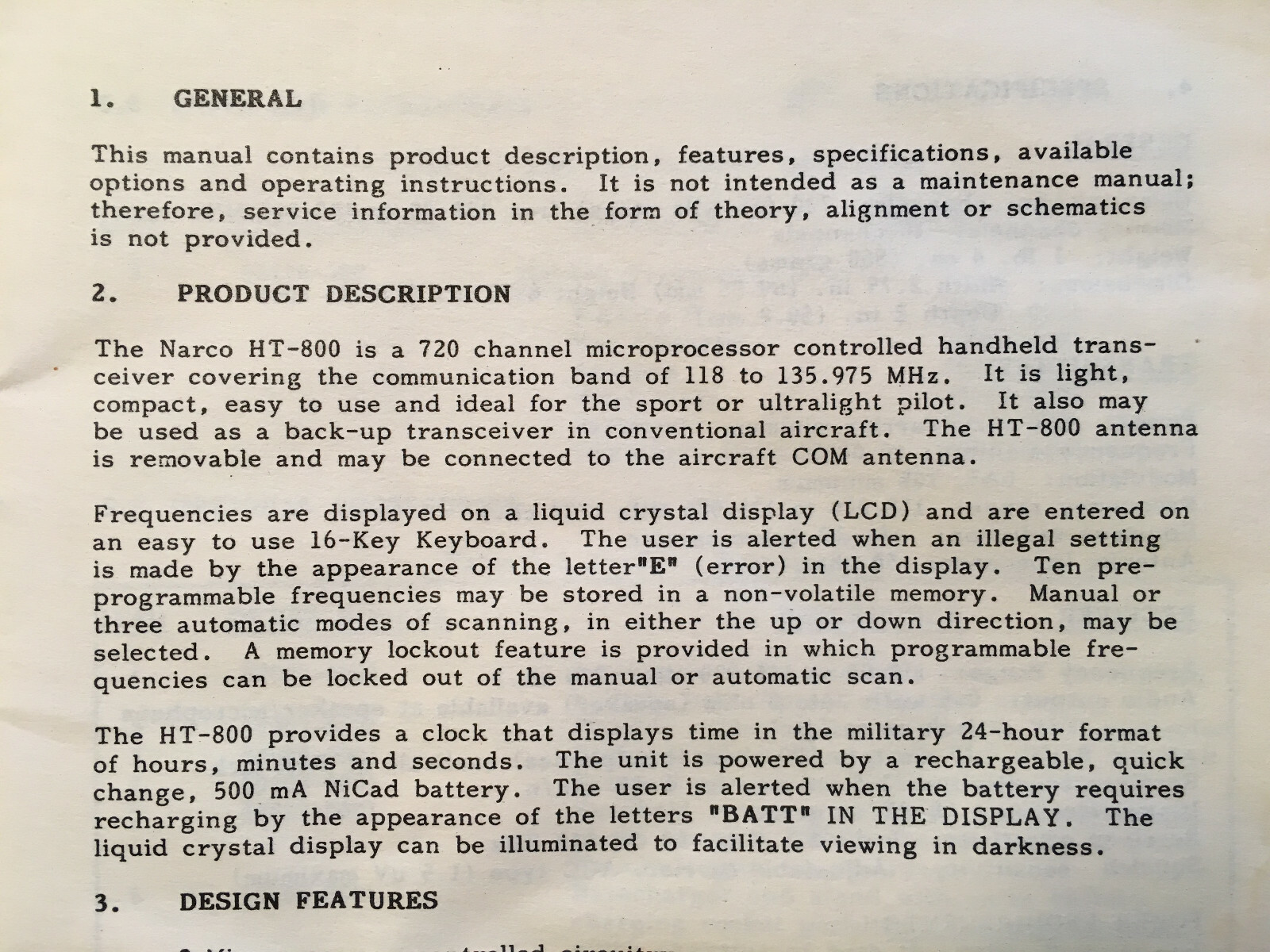 Narco HT 800 Handheld Transceiver Operator's Manual.