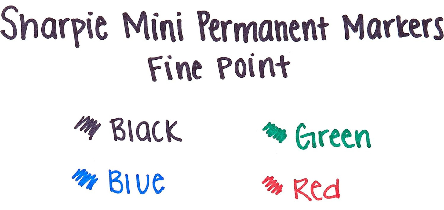 Sharpie Mini Permanent Markers, Fine Point, Assorted Colors, 4 Count