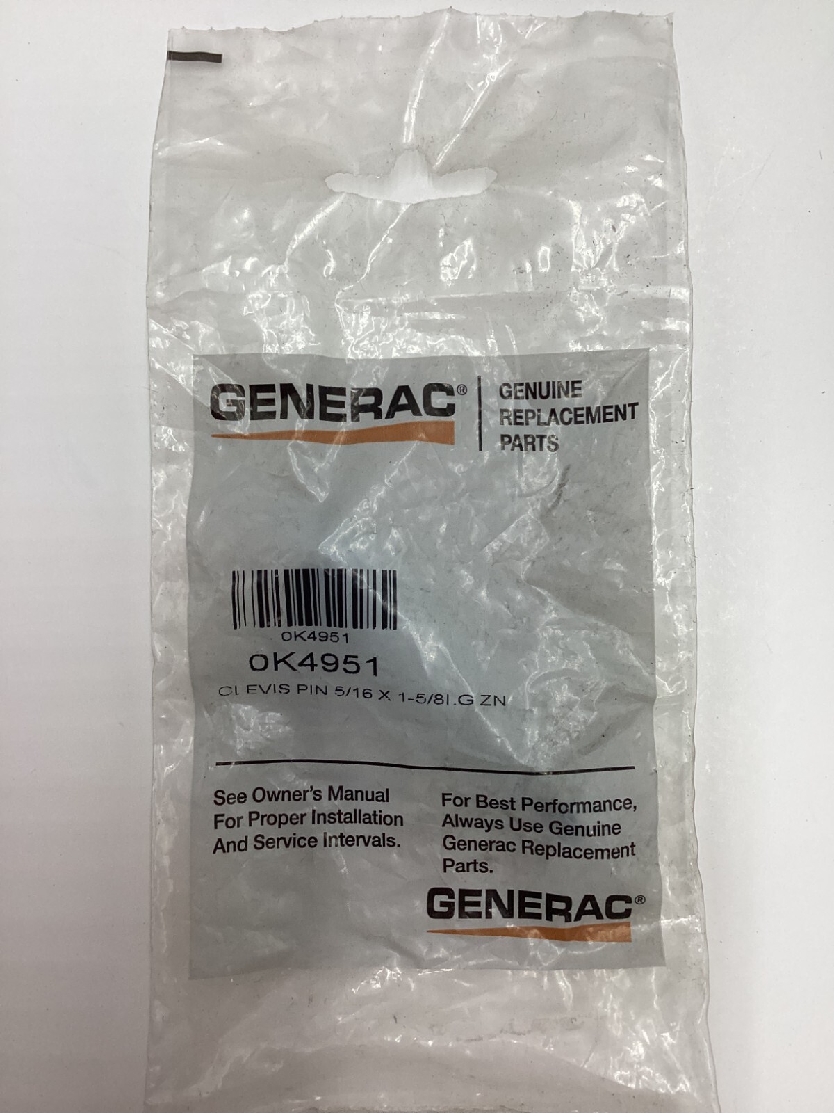 Generac Clevis Pin 5/16 x 1-5/8 Zinc OK4951