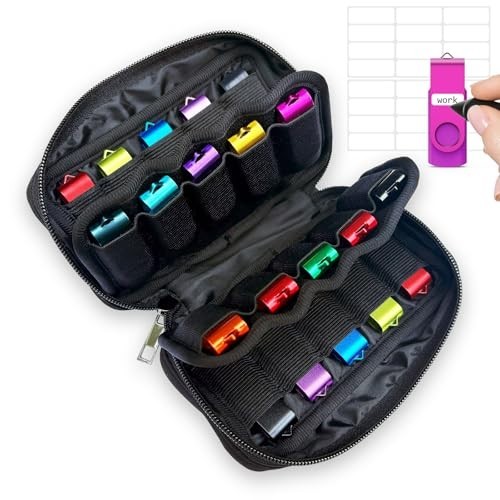 USB Flash Drive Storage Case 20 Slots Electronic Organizer Black Carrying Case