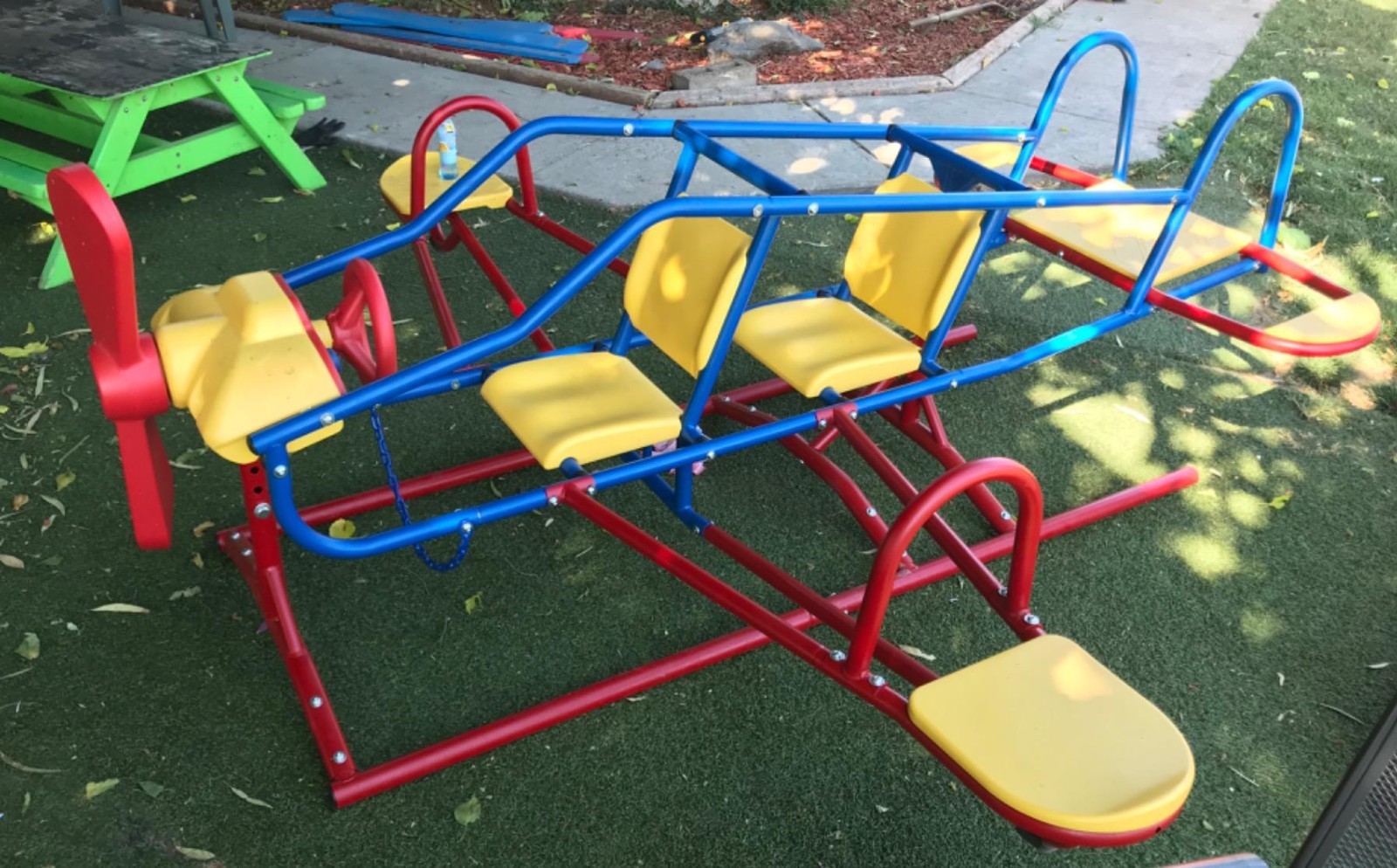 Large Playground Airplane Teeter Totter Kids Outdoor Backyard See Saw for 7 Kids