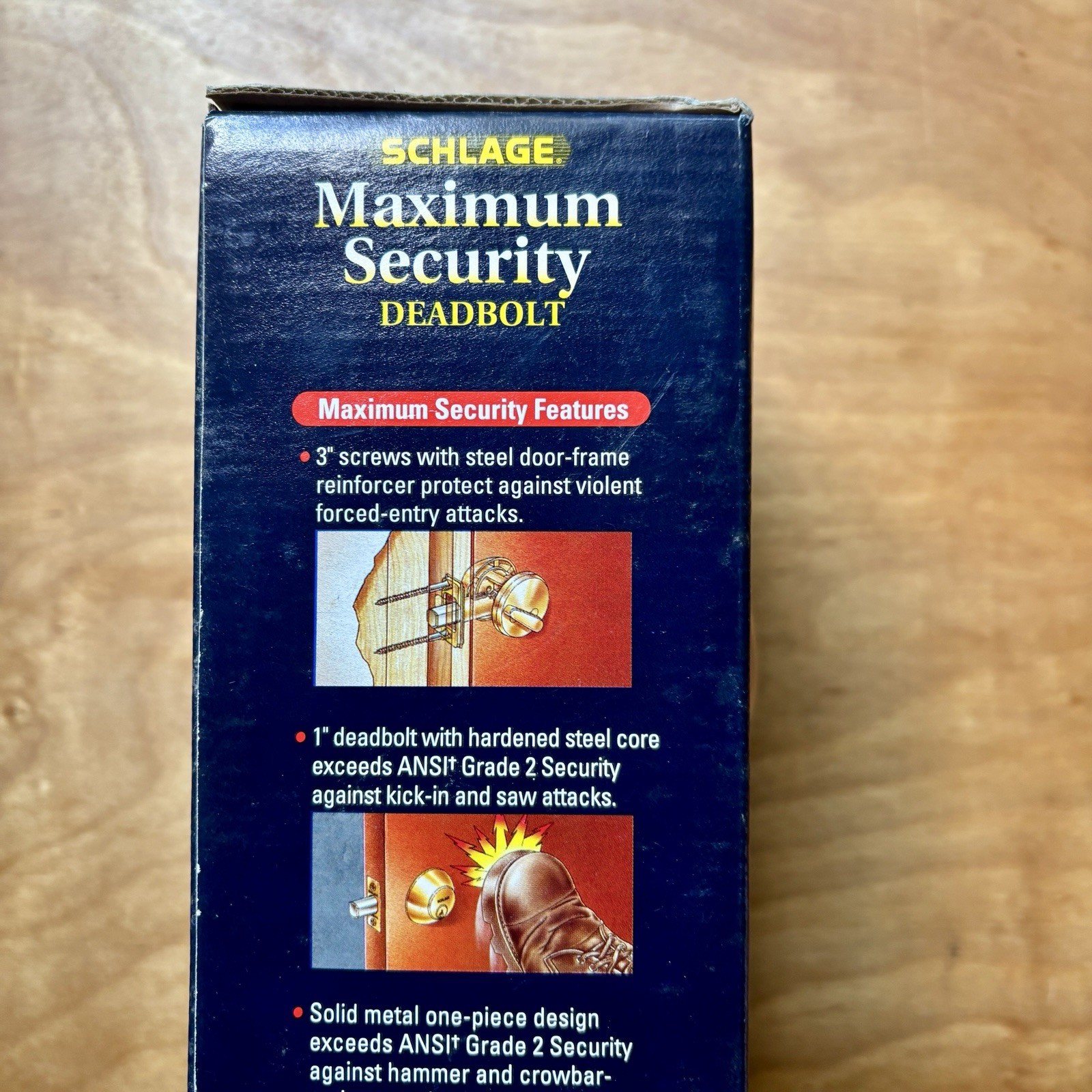 Schlage Deadbolt Maximum Security Lock Set Antique Brass Grade 2 Security New!!