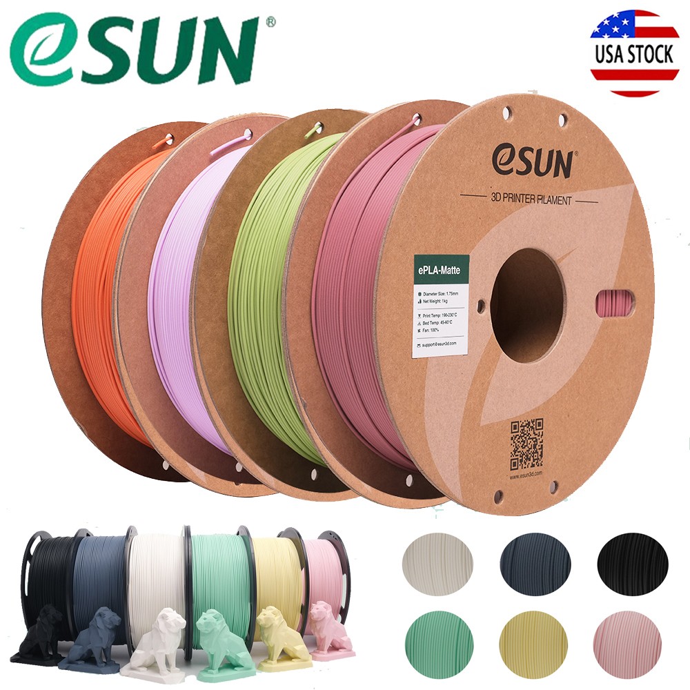 eSUN Matte PLA Filament 1.75mm Matte 3D Printer PLA Filament 1KG for 3D Printers