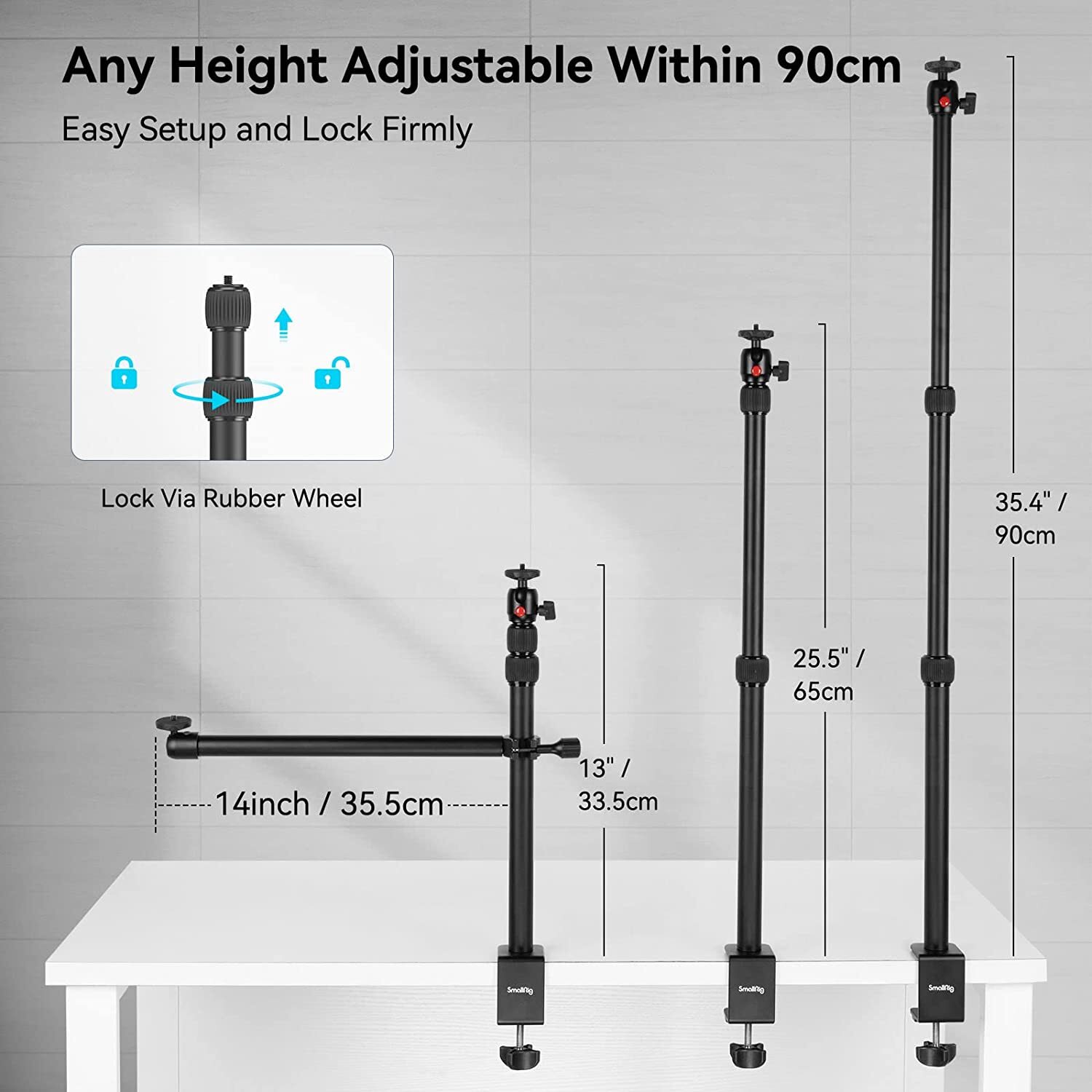 SmallRig Camera Desk Mount Table Stand Ball Head & Magic Arm Max Load 10KG-3992