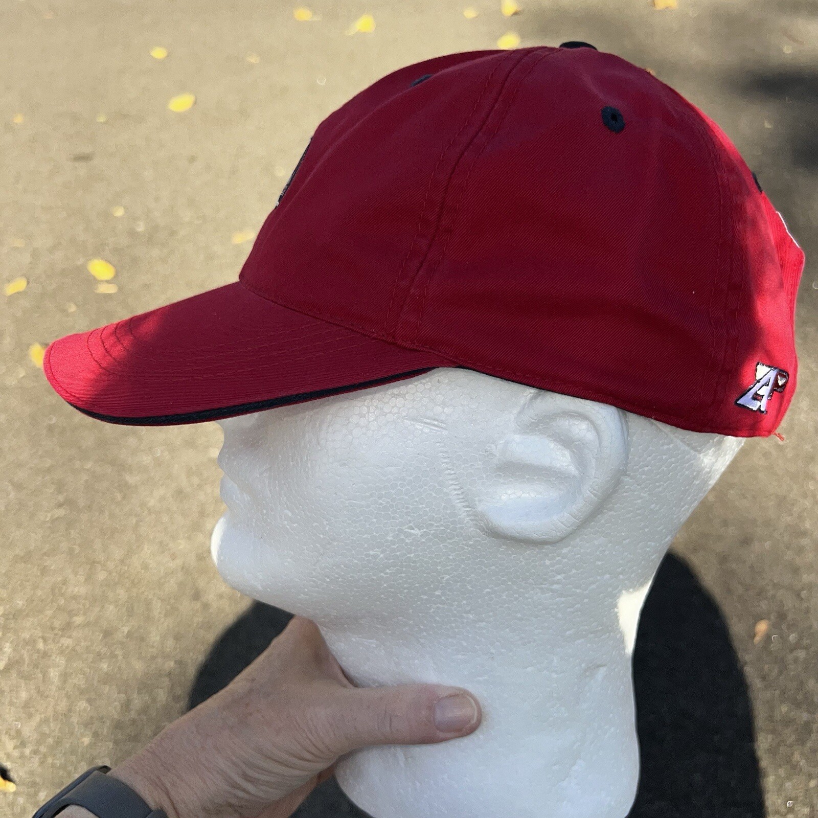 The Meadows Black Navy Red Patch on Red Hat Cap Hook Loop Ahead Pima Classic Cut